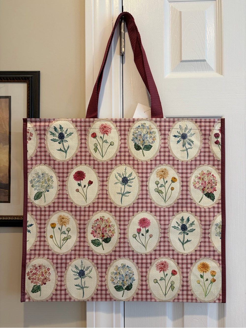 Homegoods/ TJ Maxx Floral Gingham Reusable Tote Bag 🌸🌷🛍️